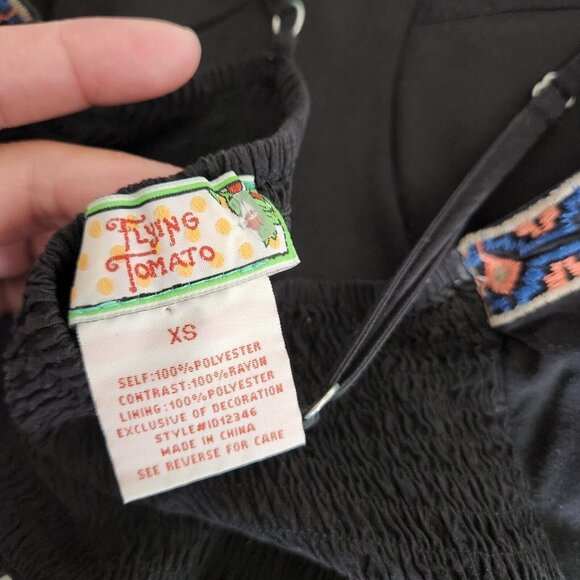 Flying Tomato Maxi Dress Spaghetti Strap Embroidery Black White‎ Size XS - Picture 6 of 11